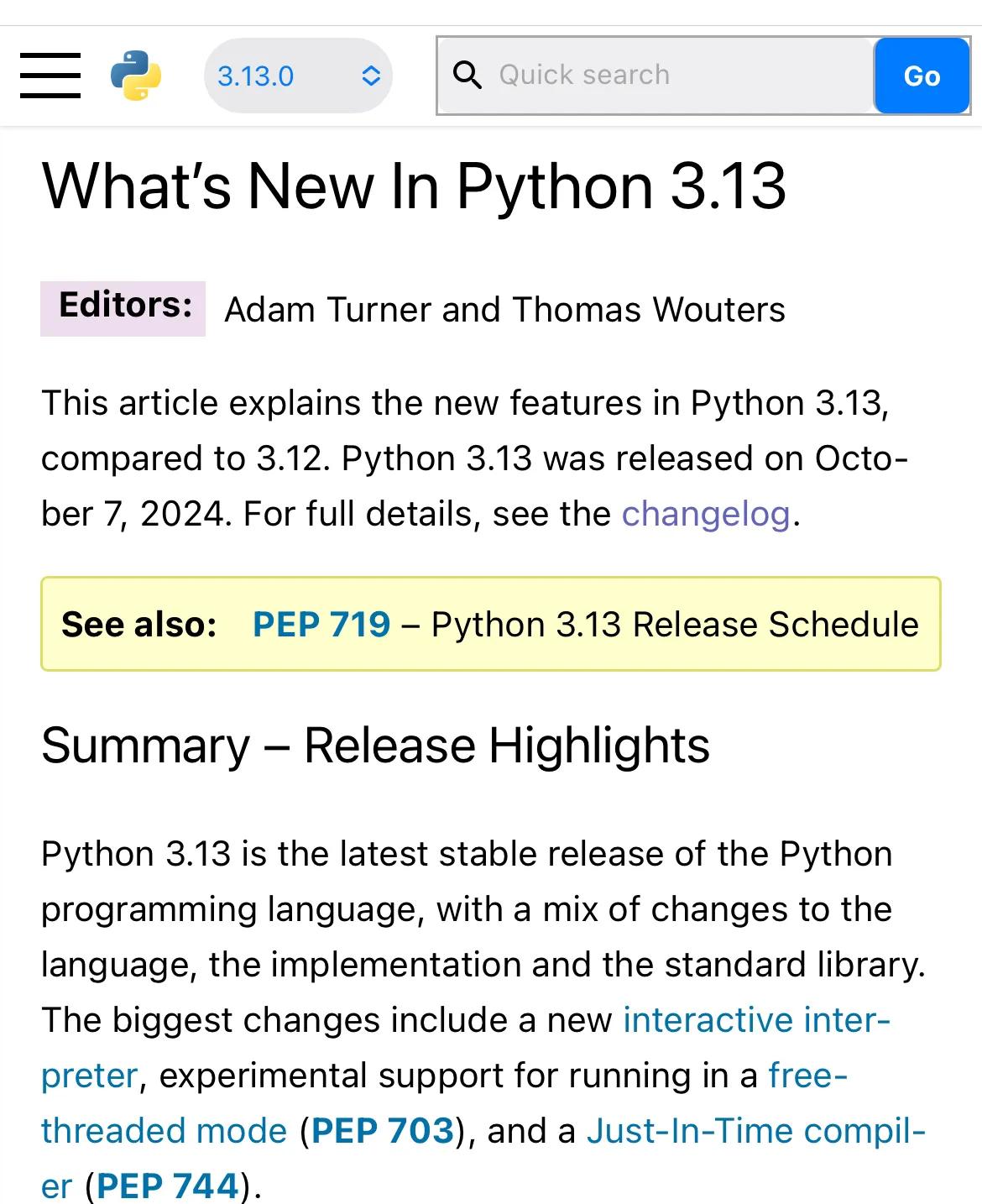 Python 3.13版本发布，新功能有哪些?