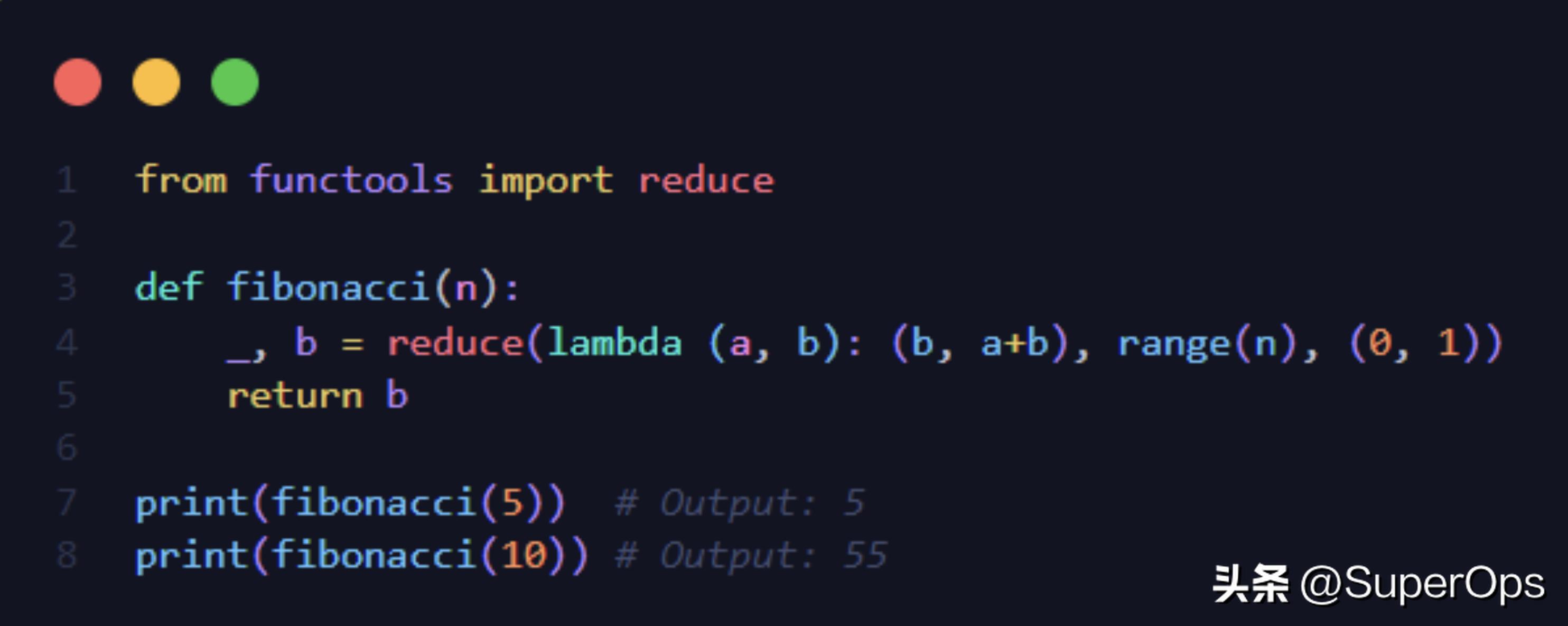 Python中的reduce?方法以函数式编程的方式生成斐波那契数列